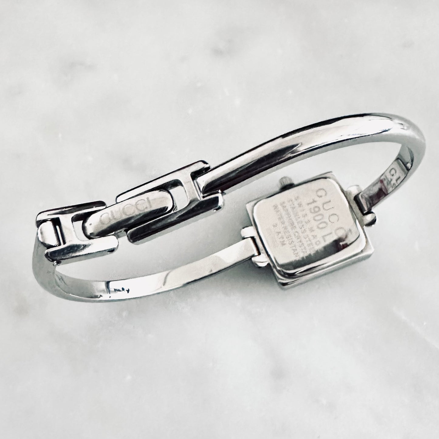 Gucci Black Dial Square 20MM Stainless Steel Quartz Watch 1900L