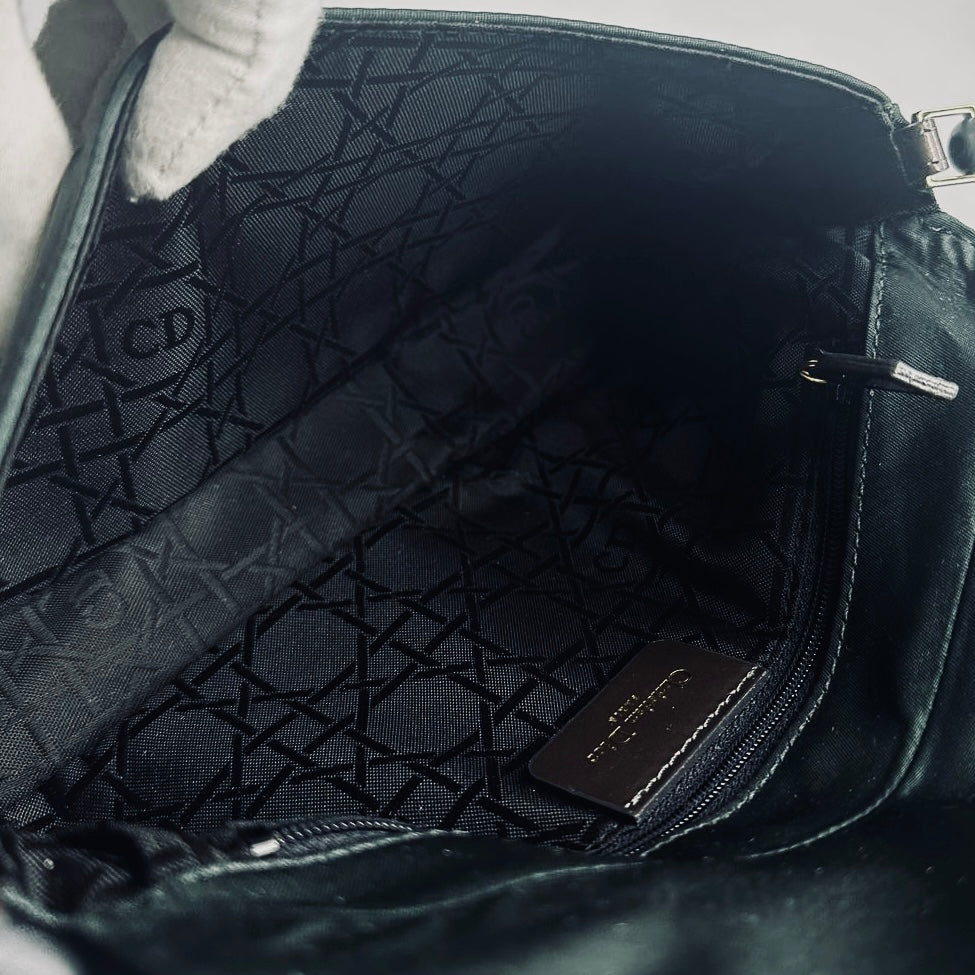 Christian Dior CD Malachite Jade Green Malice GHW Monogram Logo & Leather Hobo Baguette Flap Pochette Shoulder Bag