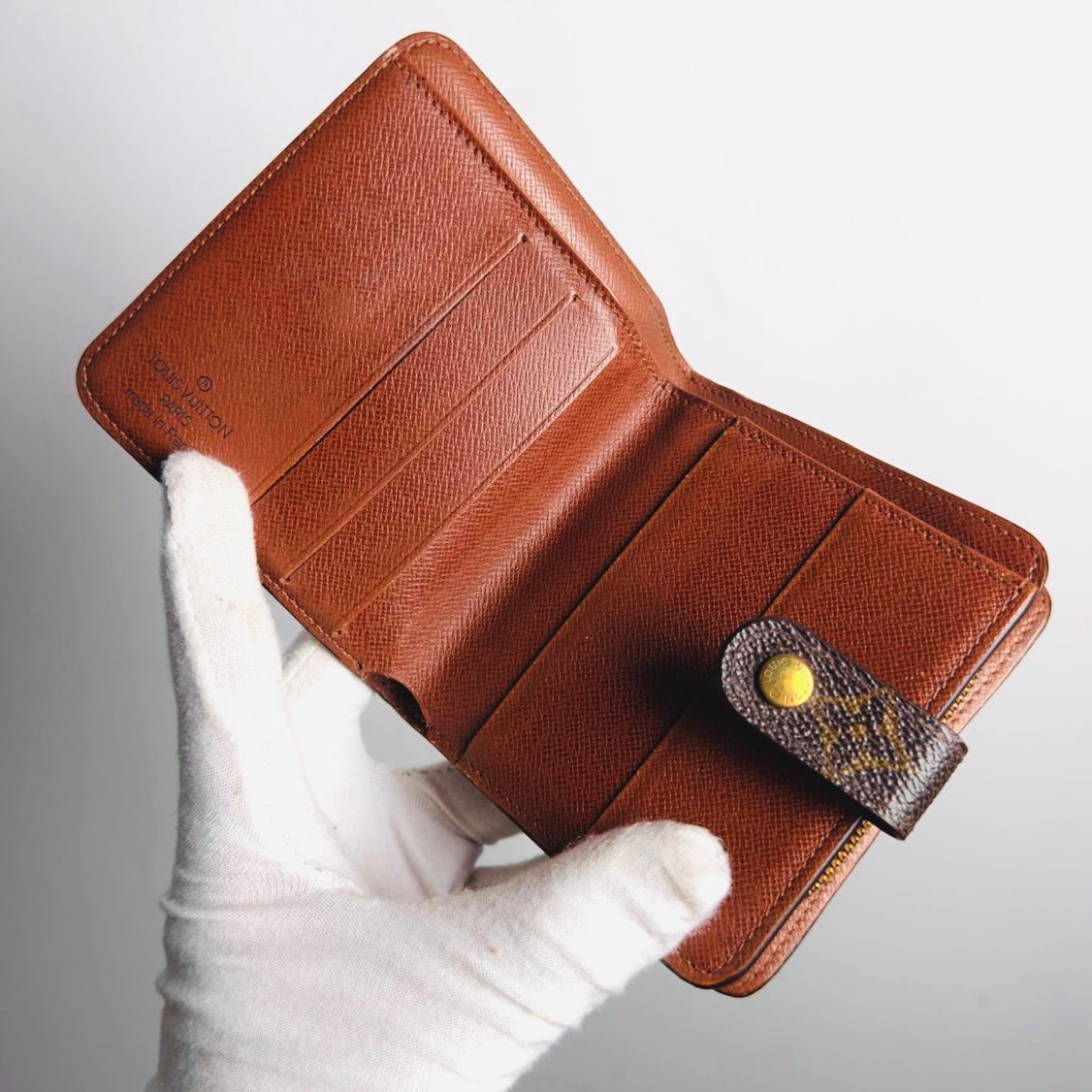 Louis Vuitton LV Porte Monnaie GHW Monogram Logo Compact Zippy Bifold Wallet