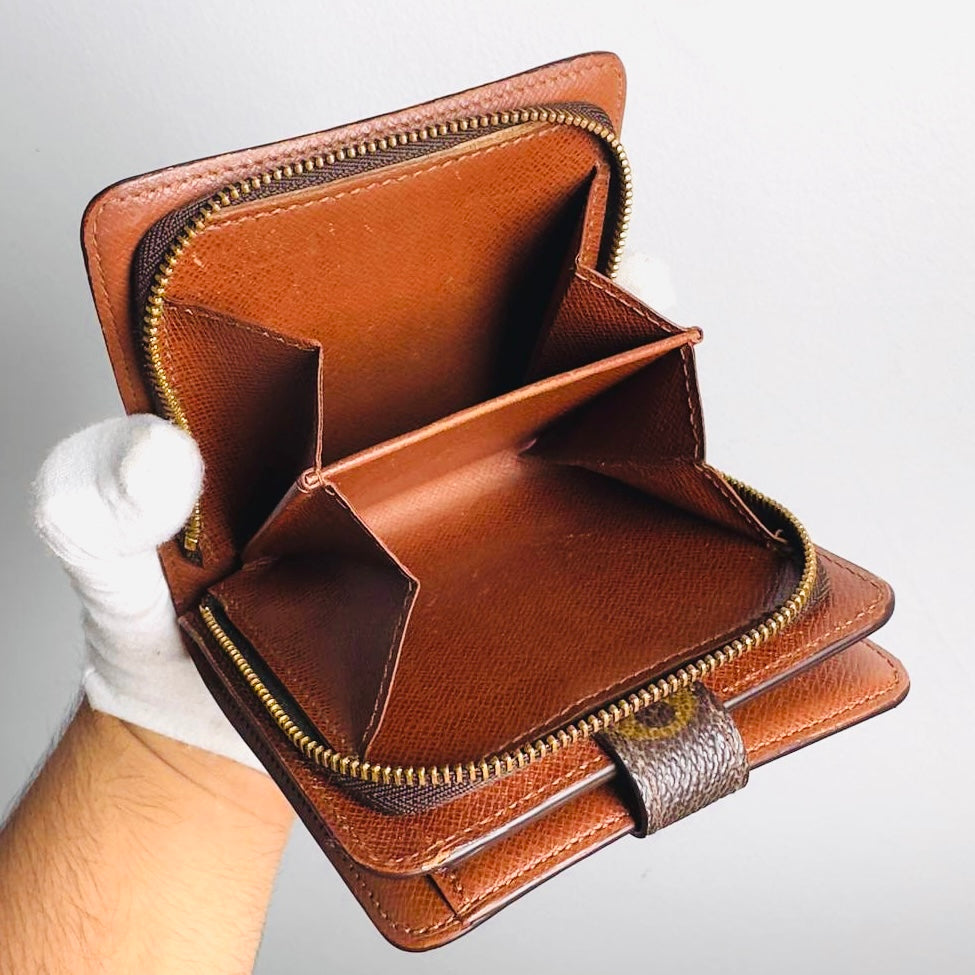 Louis Vuitton LV Porte Monnaie GHW Monogram Logo Compact Zippy Bifold Wallet