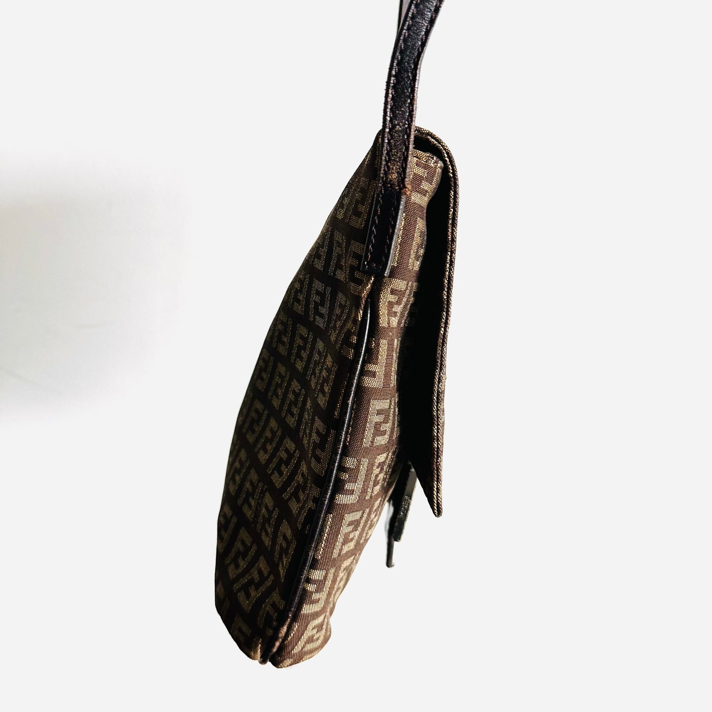 Fendi Dark Brown Zucca FF Monogram Logo Flap Shoulder Sling Bag
