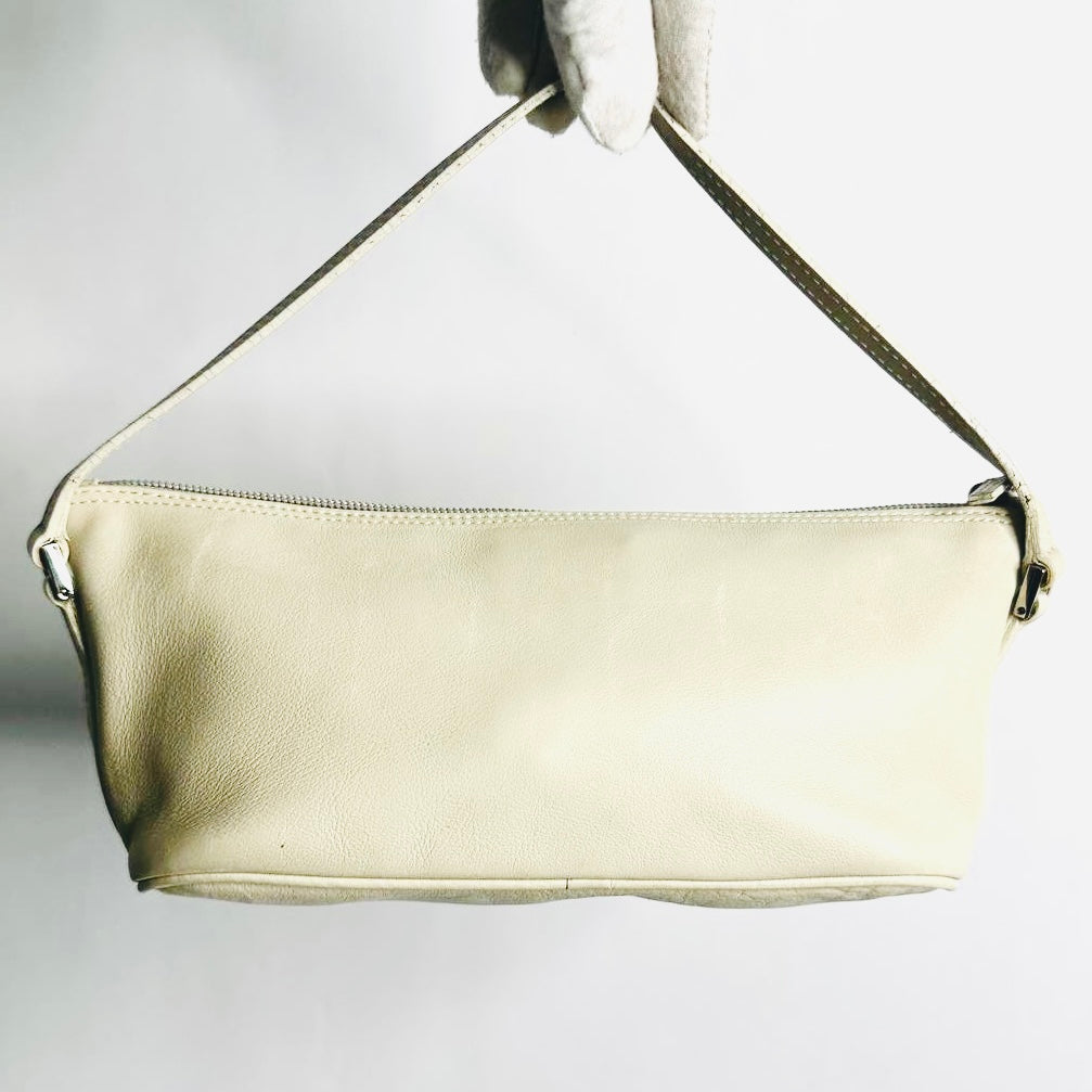 Gucci GG Ivory Off White Leather Monogram Logo Mini Hobo Pochette Accessories Shoulder Bag