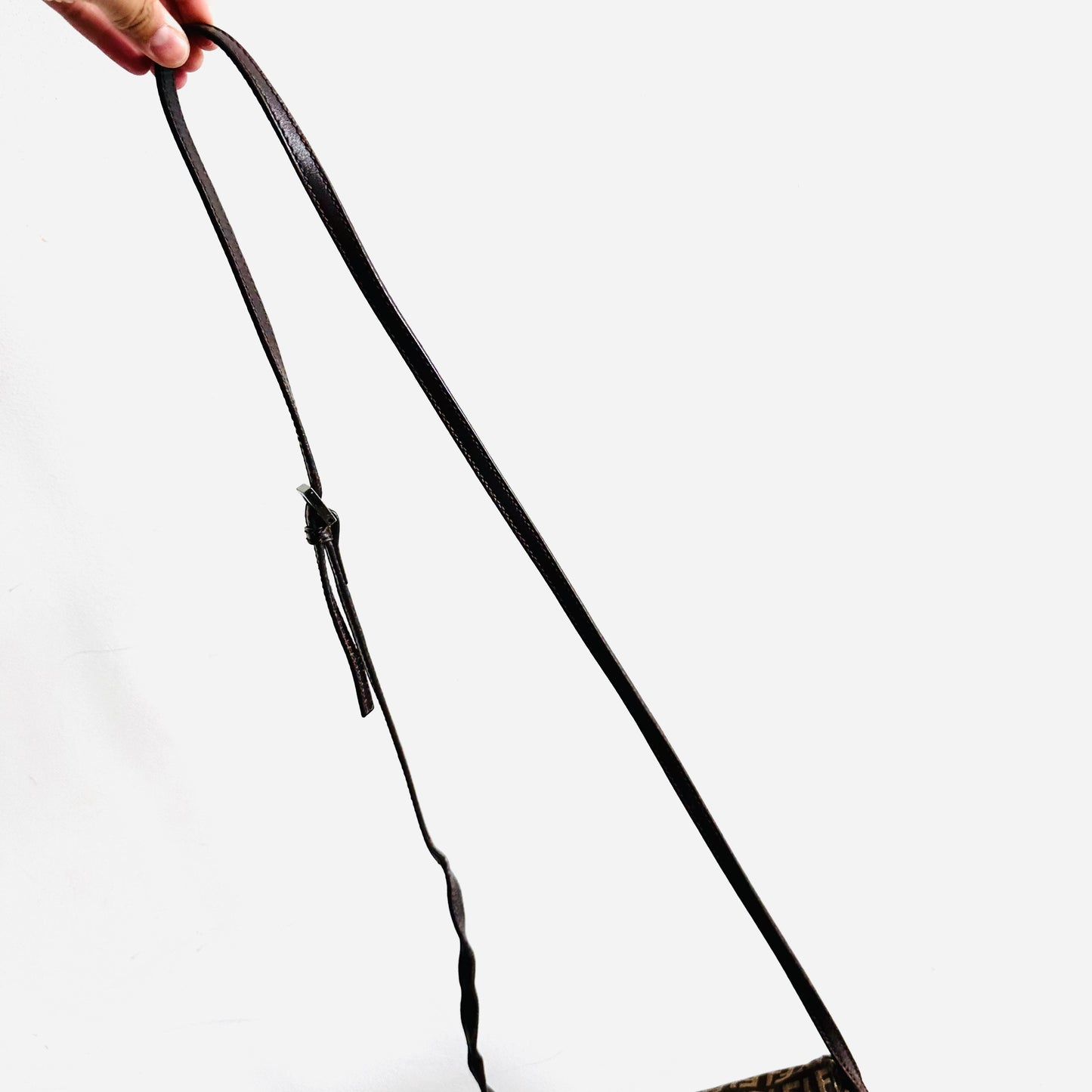 Fendi Dark Brown Zucca FF Monogram Logo Flap Shoulder Sling Bag