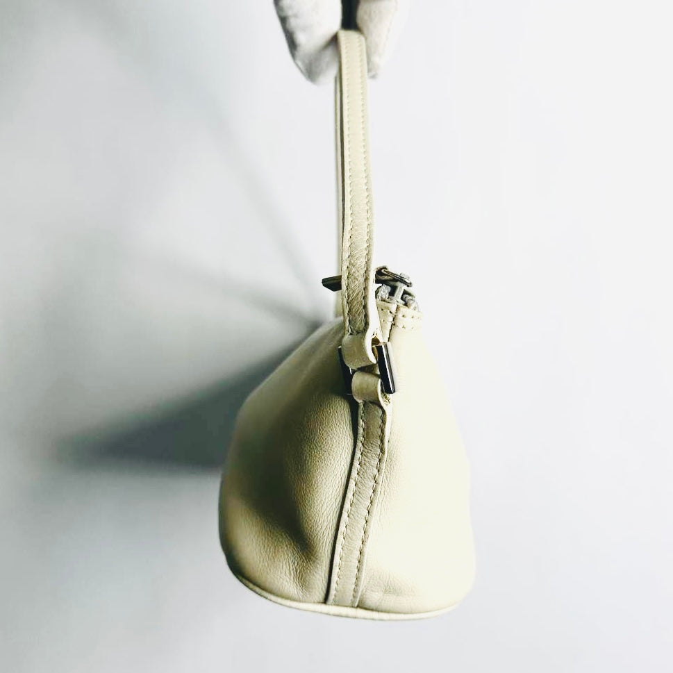 Gucci GG Ivory Off White Leather Monogram Logo Mini Hobo Pochette Accessories Shoulder Bag