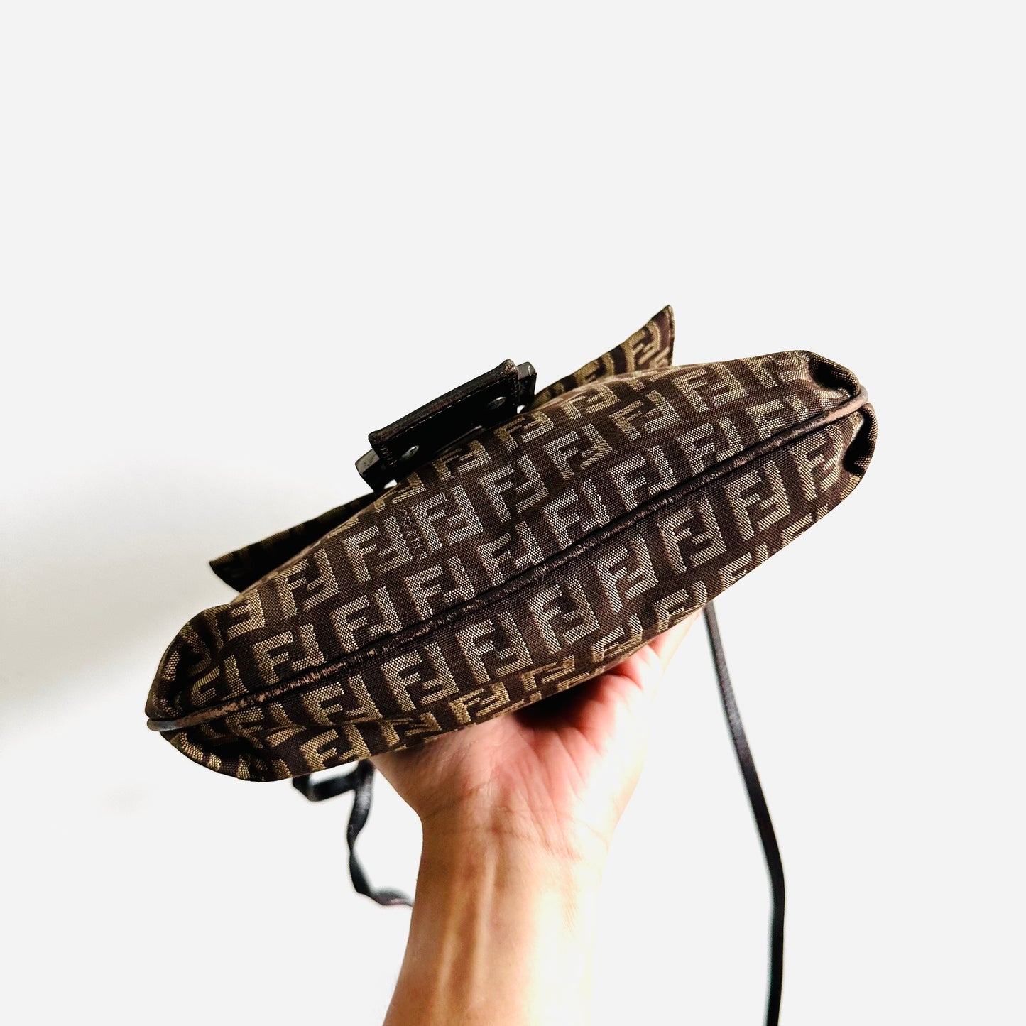 Fendi Dark Brown Zucca FF Monogram Logo Flap Shoulder Sling Bag