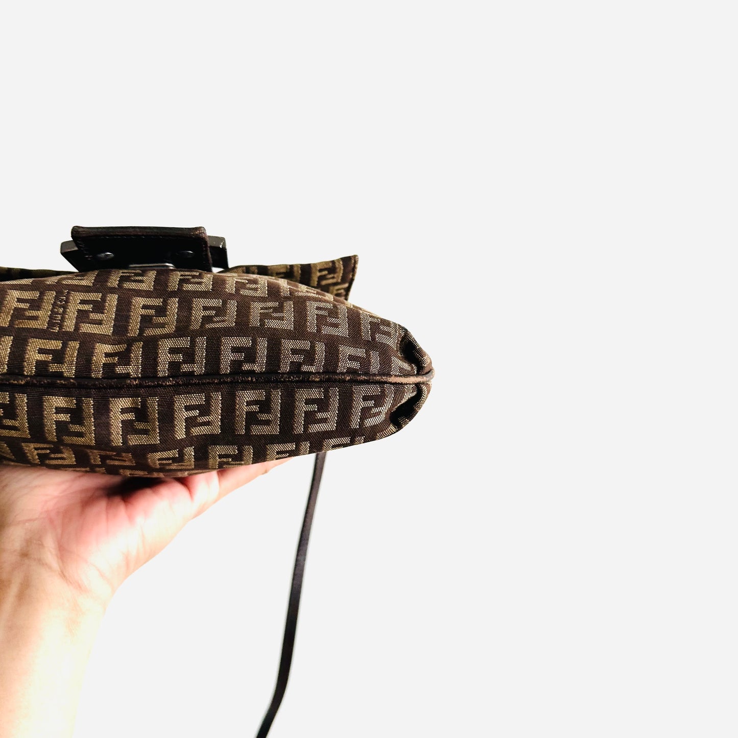 Fendi Dark Brown Zucca FF Monogram Logo Flap Shoulder Sling Bag