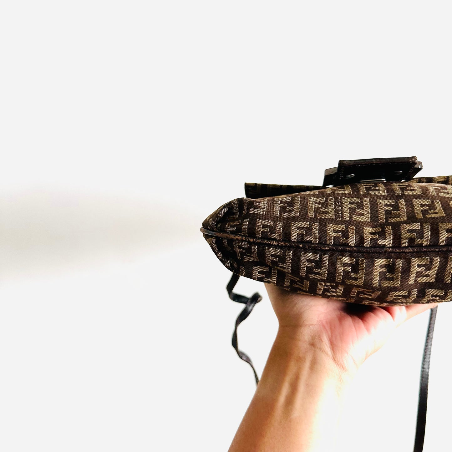 Fendi Dark Brown Zucca FF Monogram Logo Flap Shoulder Sling Bag