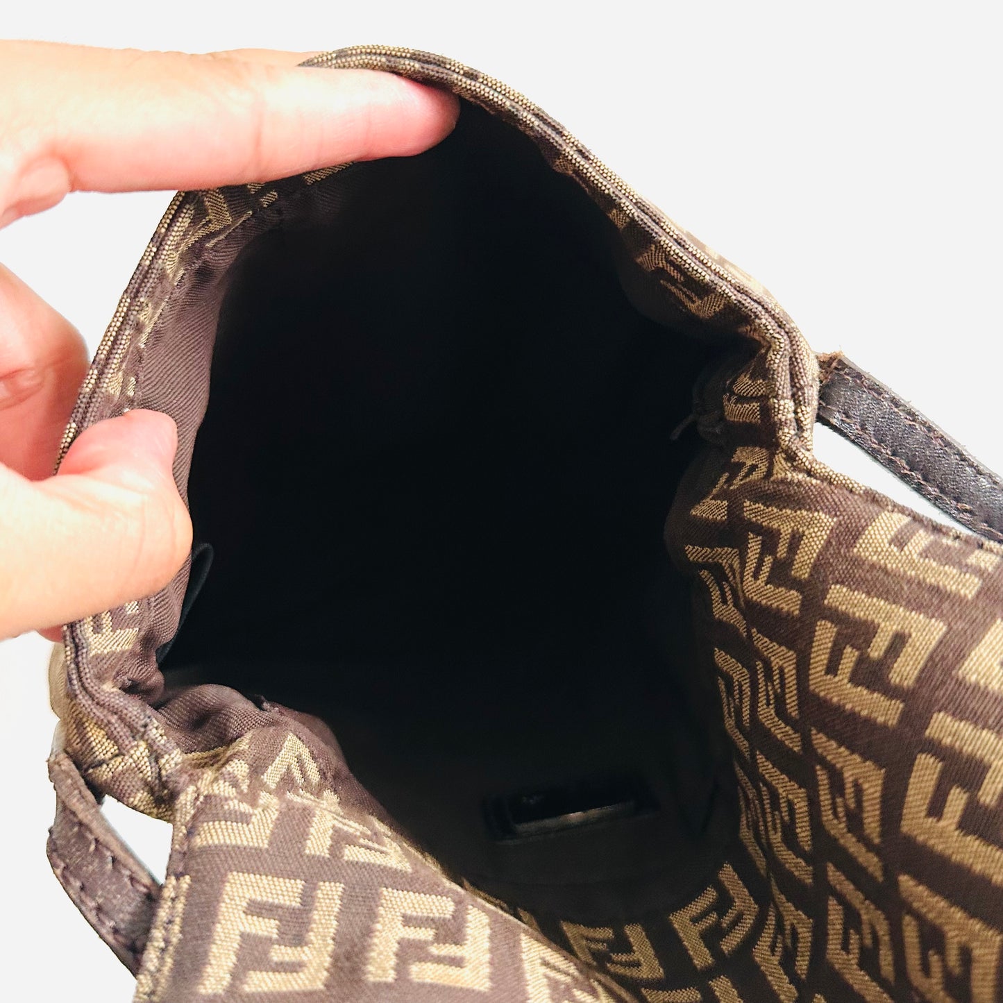 Fendi Dark Brown Zucca FF Monogram Logo Flap Shoulder Sling Bag