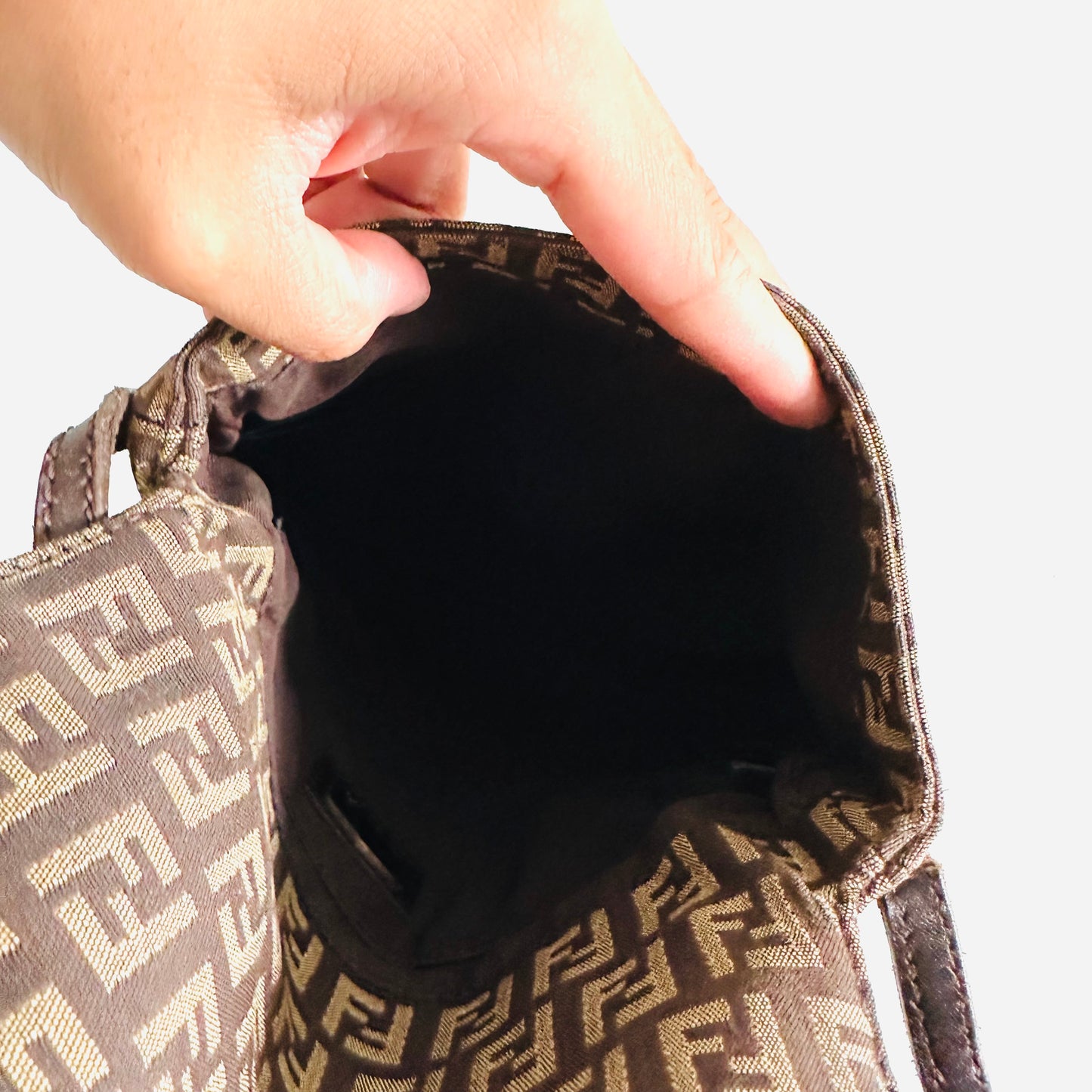 Fendi Dark Brown Zucca FF Monogram Logo Flap Shoulder Sling Bag