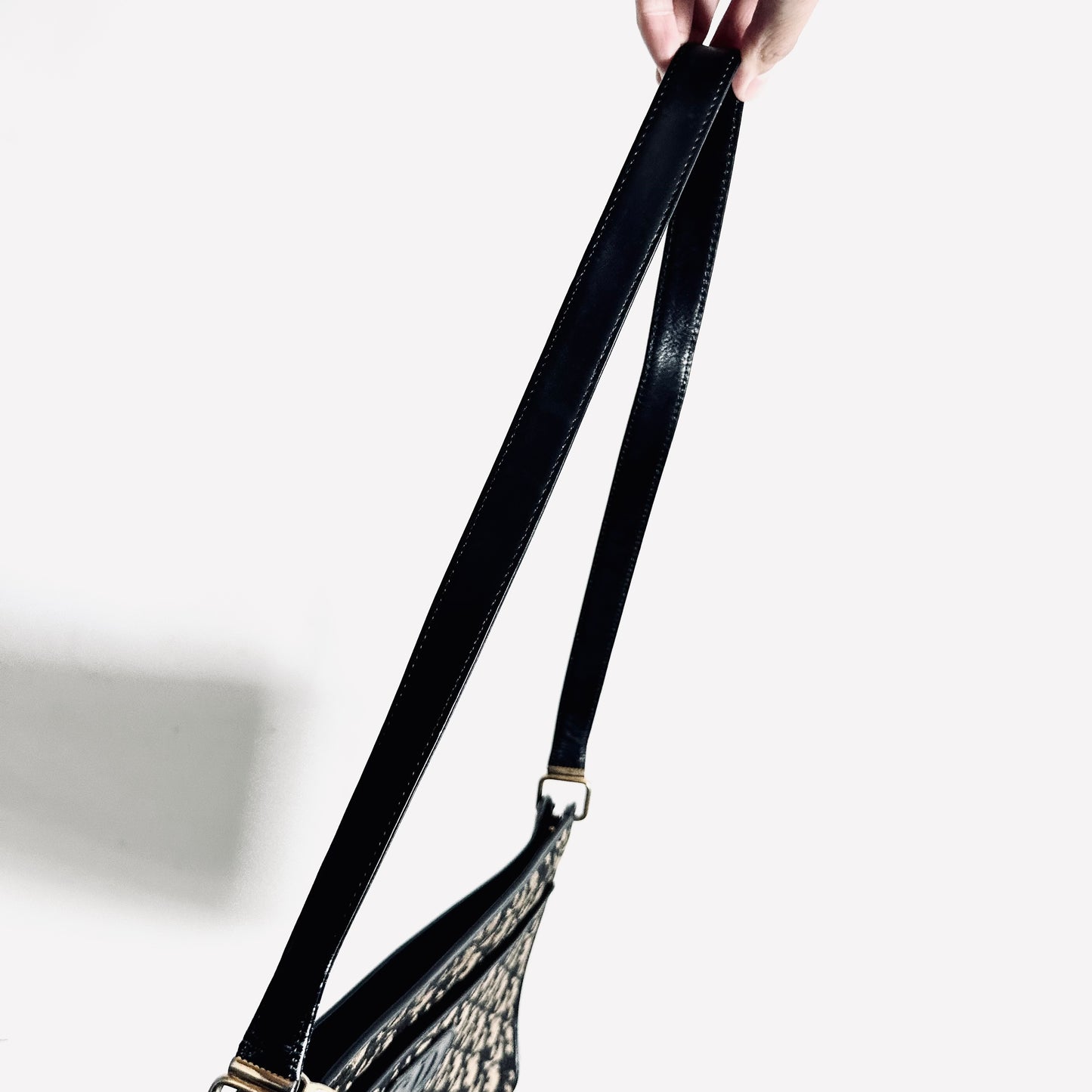Christian Dior CD Navy Blue GHW Monogram Logo Oblique Shoulder Sling Bag