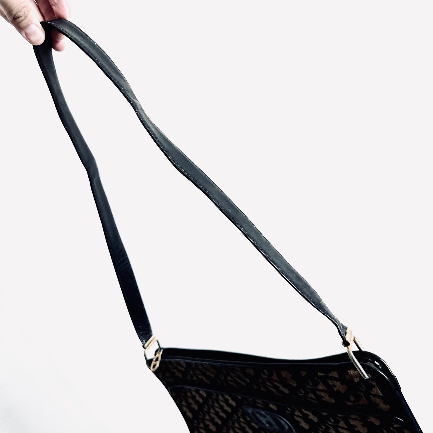 Christian Dior CD Navy Blue GHW Monogram Logo Oblique Shoulder Sling Bag