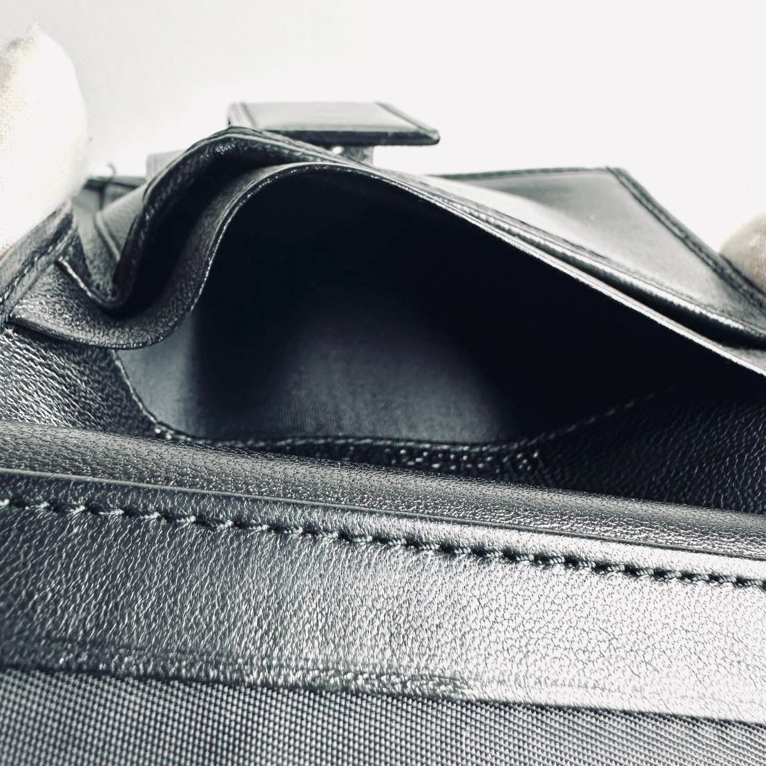 Christian Dior CD Lady Dior Black Cannage Quilted Patent Monogram Logo Flap Compact Bifold Wallet