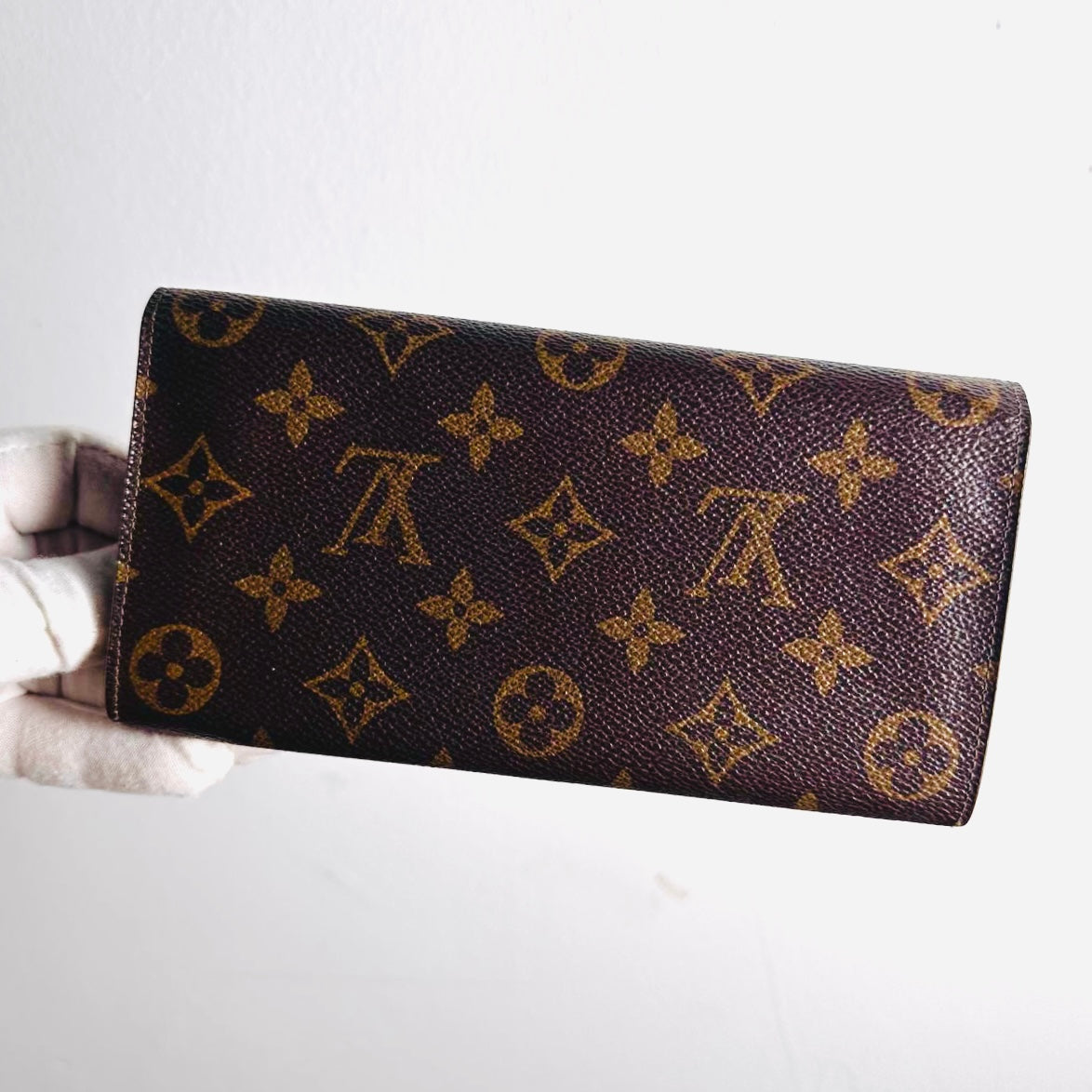 Louis Vuitton LV Sarah Monogram Logo GHW Vintage Flap Long Wallet