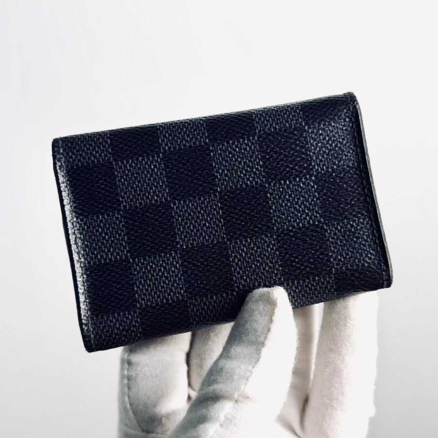 Louis Vuitton LV Damier Graphite DG Monogram Logo Flap Compact 6 Key Cles Holder Wallet