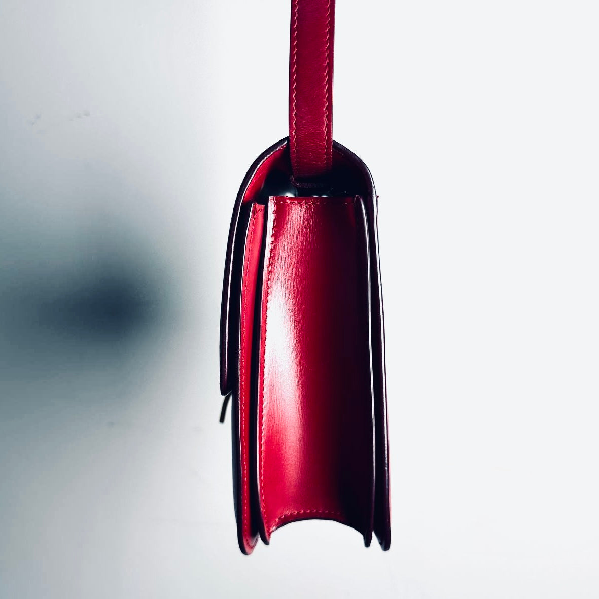 Celine Deep Red GHW Medium Classic Box Monogram Logo Smooth Leather Flap Shoulder Sling Bag