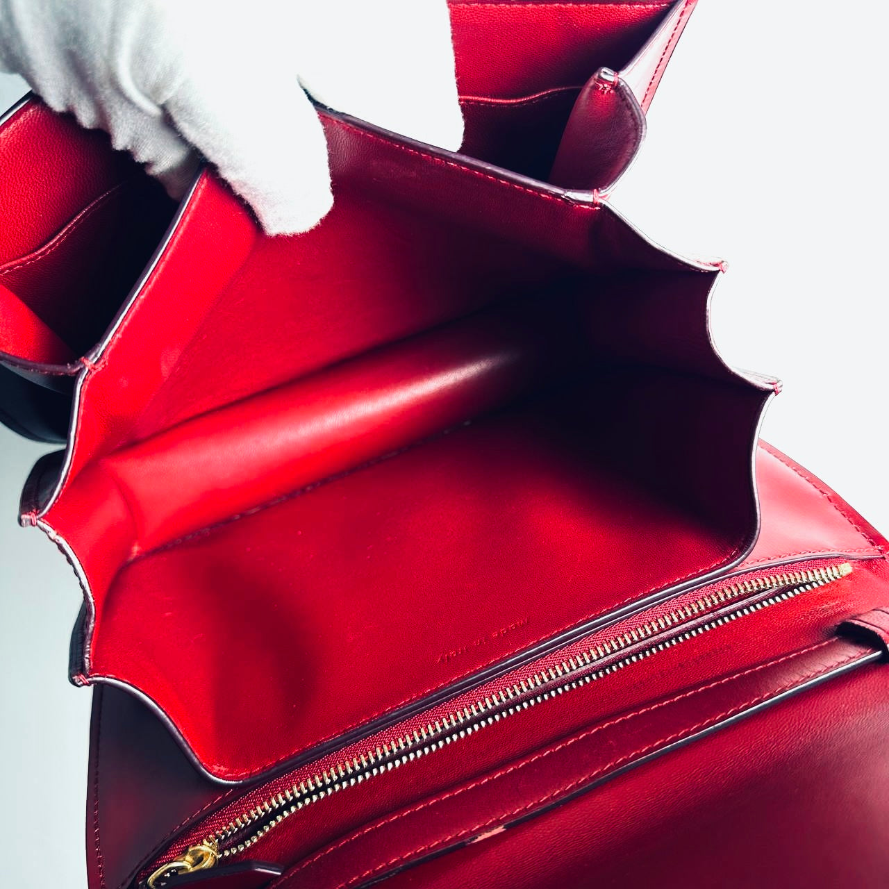 Celine Deep Red GHW Medium Classic Box Monogram Logo Smooth Leather Flap Shoulder Sling Bag