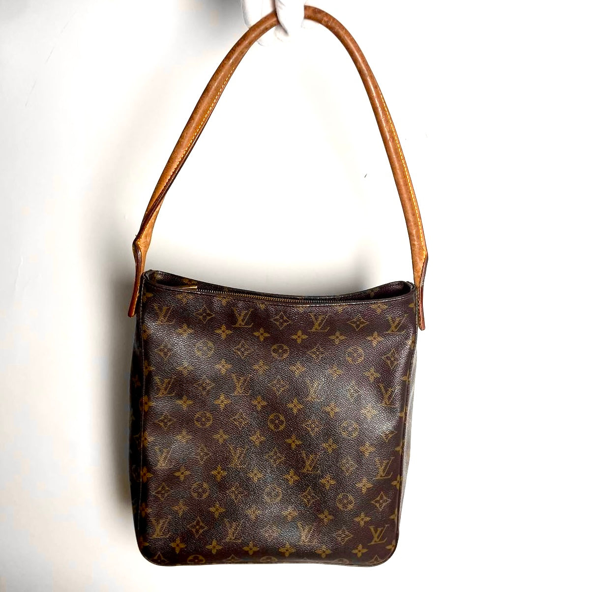 Louis Vuitton LV Looping Monogram Logo GHW Top Handle Hobo Baguette Shoulder Bag