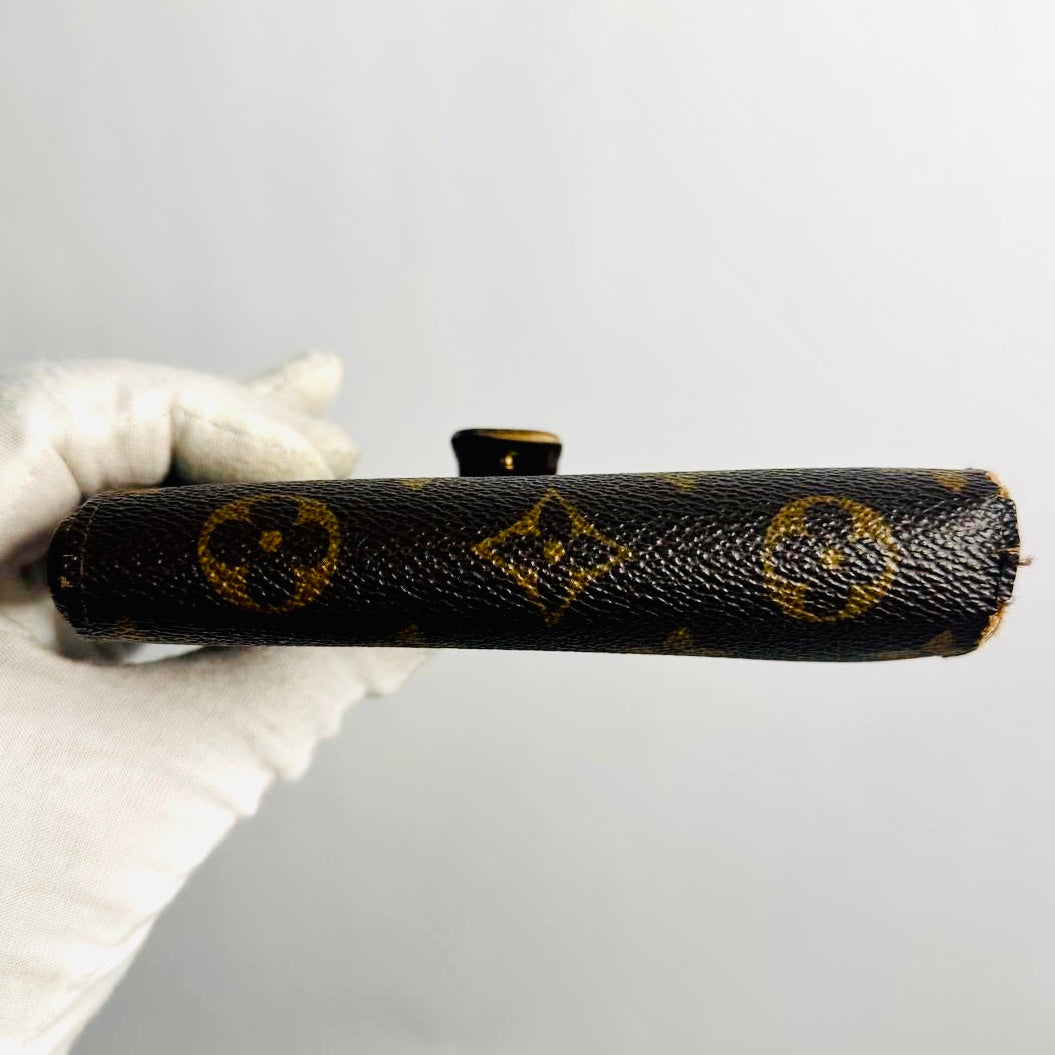Louis Vuitton LV Porte Monnaie Monogram Logo GHW Compact Flap Bifold Wallet