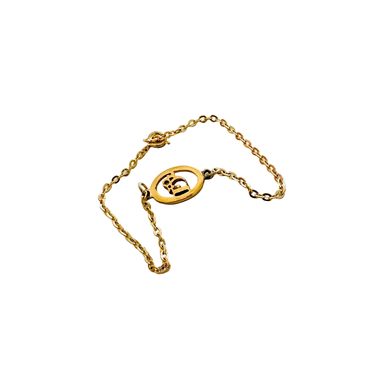Christian Dior CD Signature Gold Monogram Logo Charm Bracelet