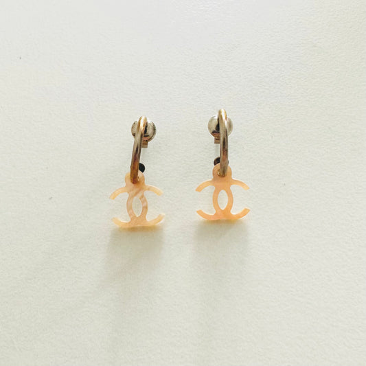 Chanel Classic CC Signature Monogram Logo Dangling Stud Vintage Earrings