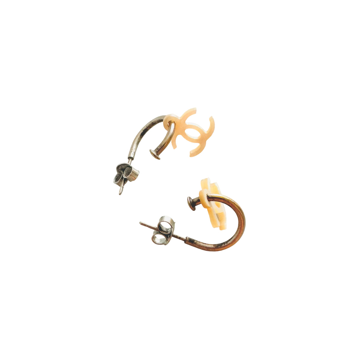Chanel Classic CC Signature Monogram Logo Dangling Stud Vintage Earrings
