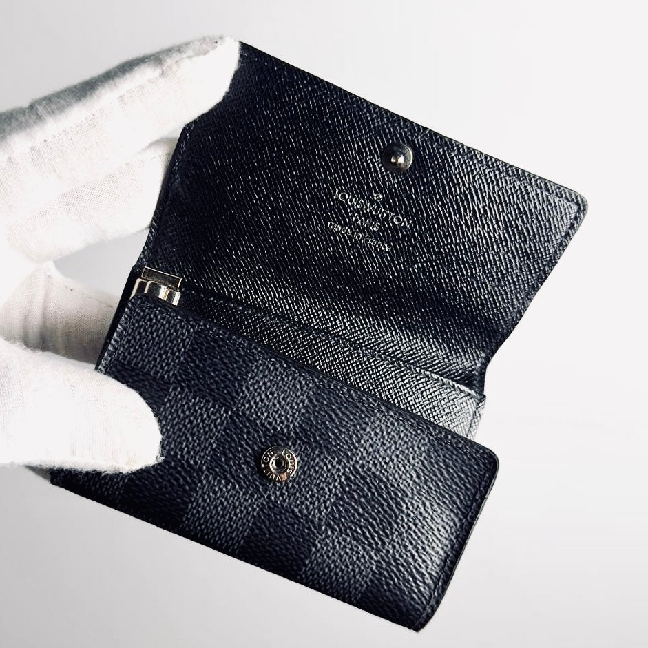 Louis Vuitton LV Damier Graphite DG Monogram Logo Flap Compact 6 Key Cles Holder Wallet