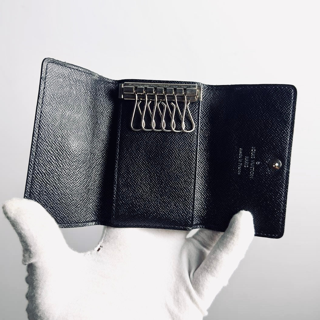 Louis Vuitton LV Damier Graphite DG Monogram Logo Flap Compact 6 Key Cles Holder Wallet