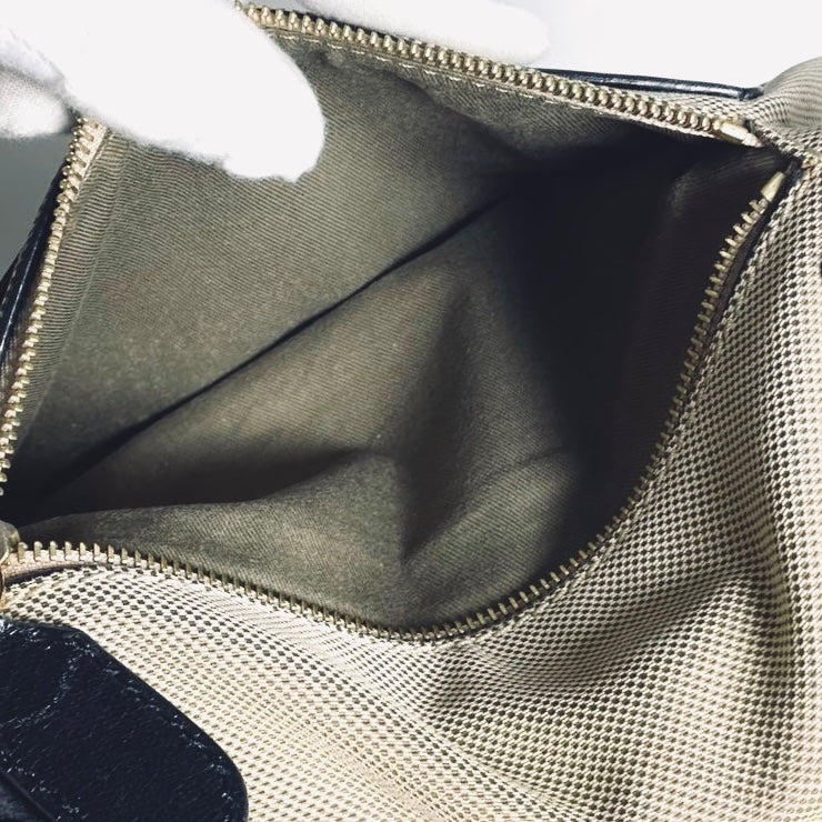 Chloe Black / Beige GHW Haley Monogram Logo Shopper Tote Bag