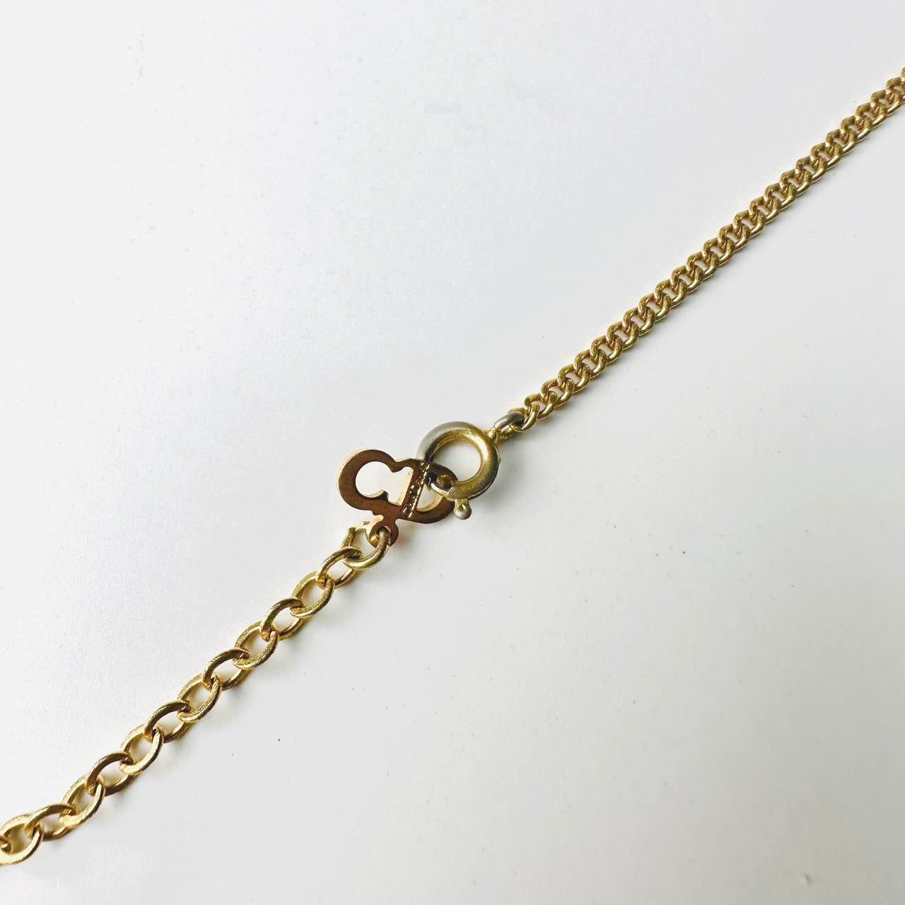 Christian Dior CD Monogram Logo Giant Gold Round Pendant Necklace