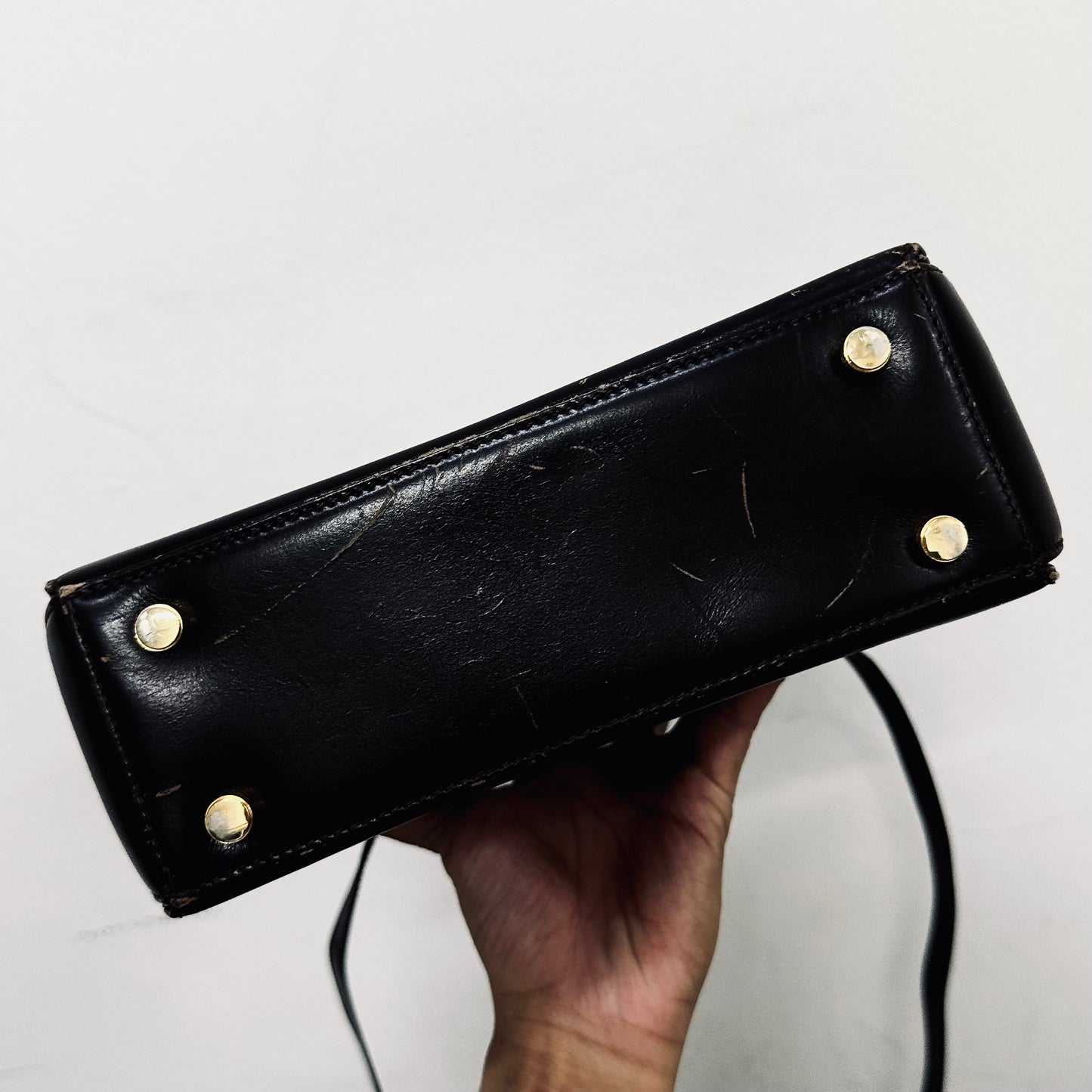 Salvatore Ferragamo Kelly Gancini Dark Brown GHW Monogram Logo Smooth Leather Top Handle 2-Way Shoulder Sling Bag