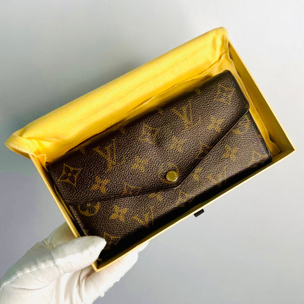 Louis Vuitton LV Sarah Monogram Logo GHW Flap Long Wallet