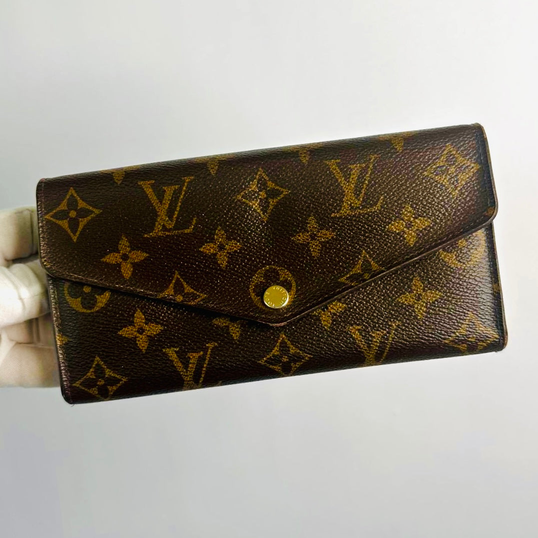 Louis Vuitton LV Sarah Monogram Logo GHW Flap Long Wallet