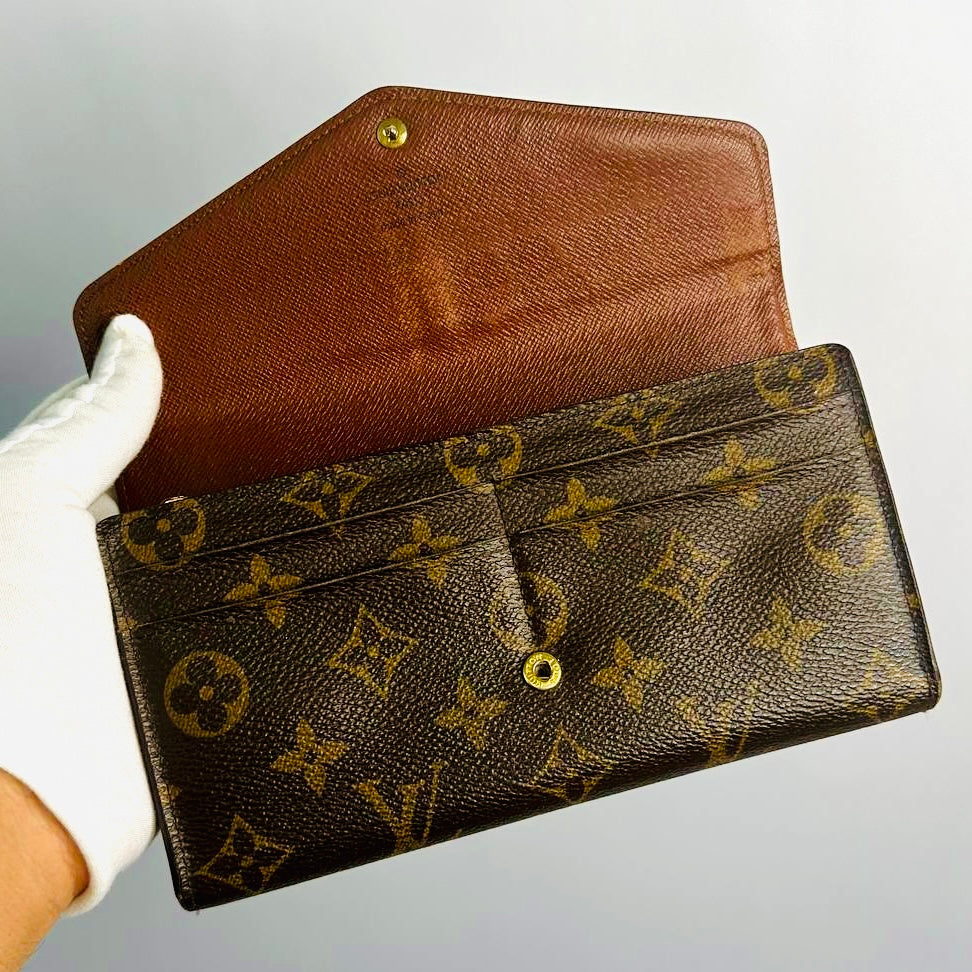 Louis Vuitton LV Sarah Monogram Logo GHW Flap Long Wallet