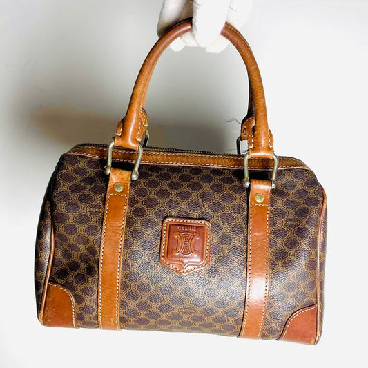 Celine Triomphe Macadam Monogram Logo GHW Top Handle Boston Speedy 25 Vintage Bag