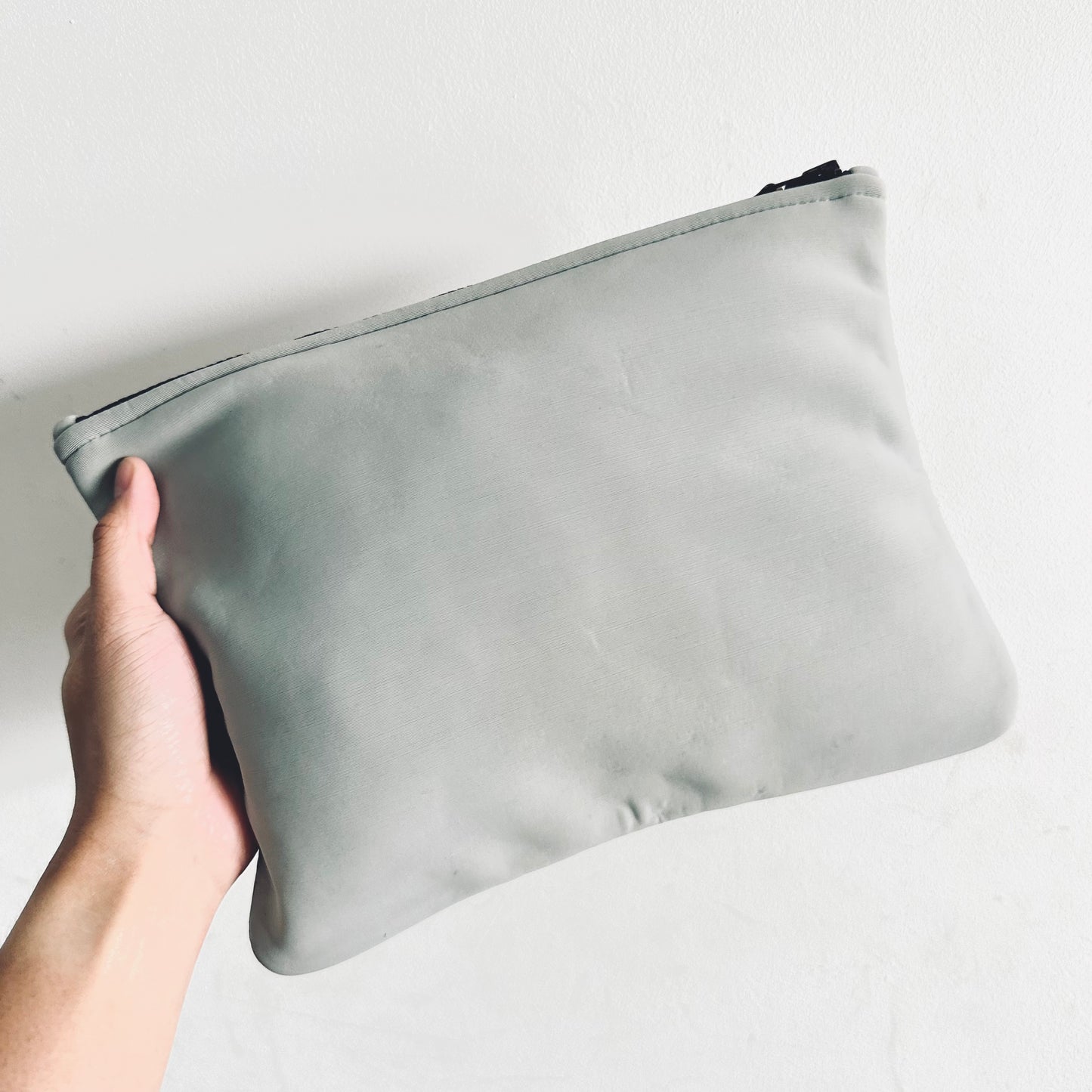 Hermes Grey / Gray Bain Monogram Logo Medium MM Neoprene Clutch Pouch Case