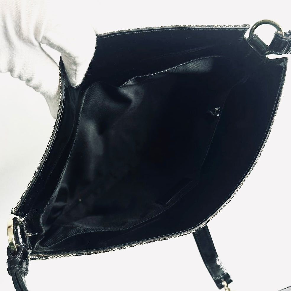 Gucci Black / Ebony GHW Jackie GG Monogram Logo Hobo Baguette Shoulder Bag
