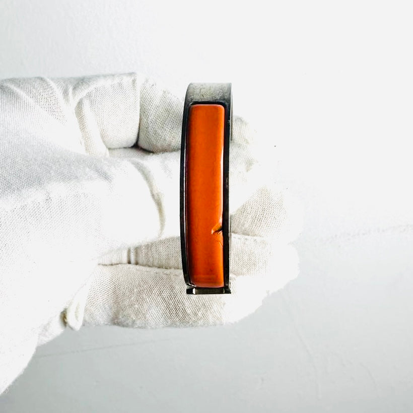 Hermes Orange Palladium Clic Clac PM H Logo Bracelet Bangle