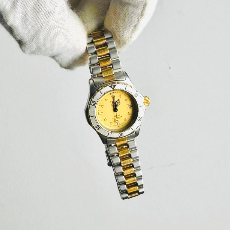 Tag Heuer Professional 974.008 Gold Dial Stainless Steel Two Tone Strap Quartz 28MM Watch