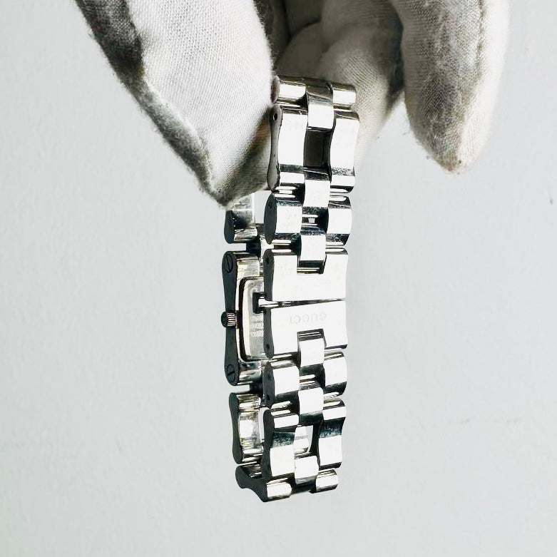 Gucci Stainless Steel White Square Dial 17MM Bangle Bracelet Watch