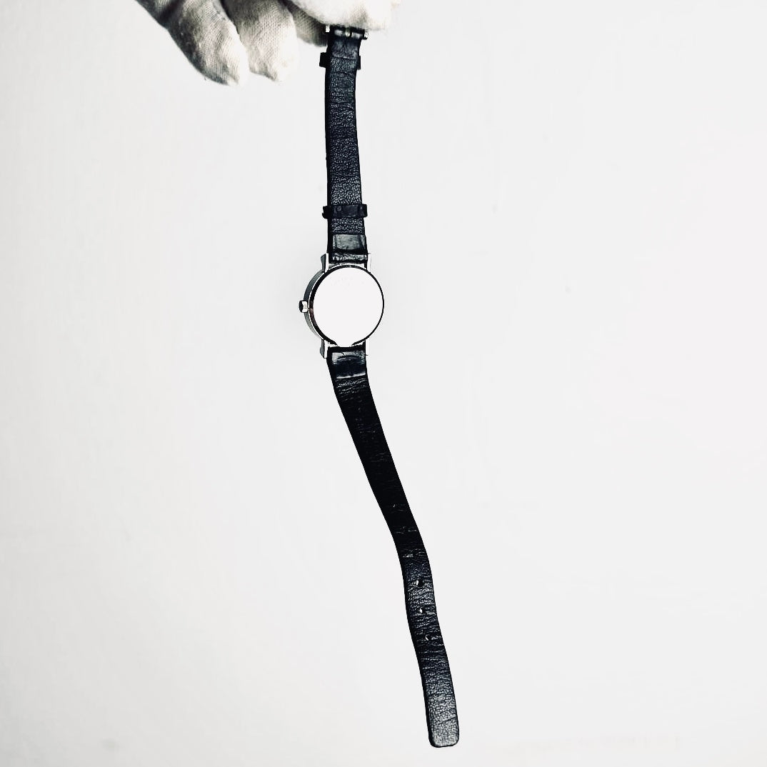 Tiffany & Co T&C Atlas Round White Dial Roman Numerals Black Embossed Leather Strap 24MM Quartz Watch