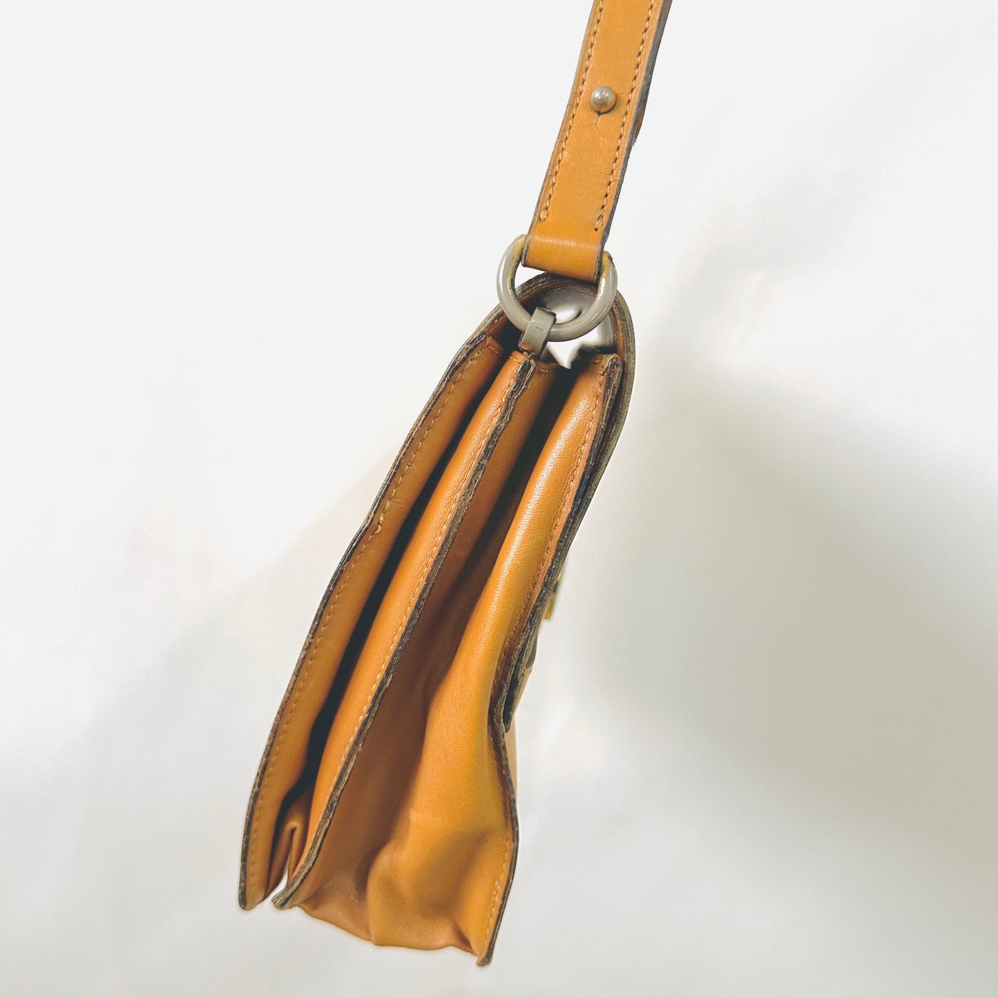 Christian Dior Caramel Brown GHW Monogram CD Logo Smooth Leather 2-Way Vintage Flap Shoulder Sling Bag