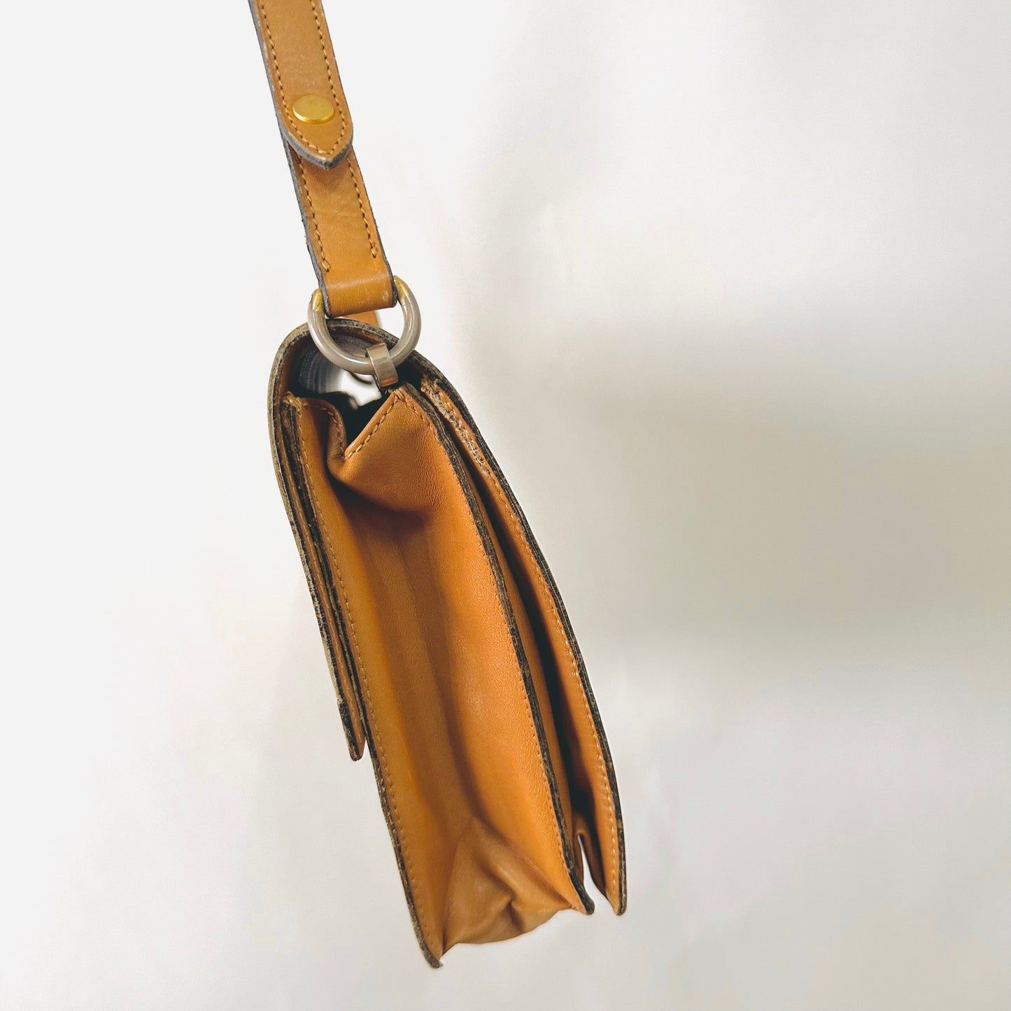 Christian Dior Caramel Brown GHW Monogram CD Logo Smooth Leather 2-Way Vintage Flap Shoulder Sling Bag