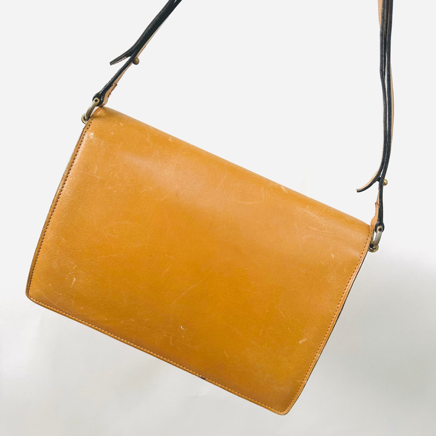 Christian Dior Caramel Brown GHW Monogram CD Logo Smooth Leather 2-Way Vintage Flap Shoulder Sling Bag