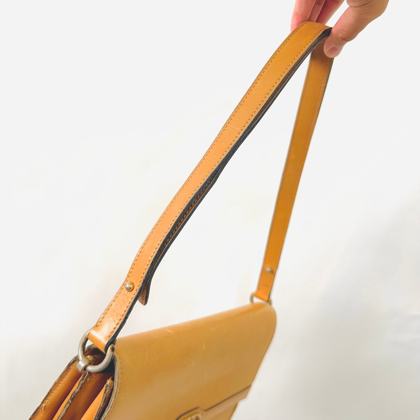 Christian Dior Caramel Brown GHW Monogram CD Logo Smooth Leather 2-Way Vintage Flap Shoulder Sling Bag