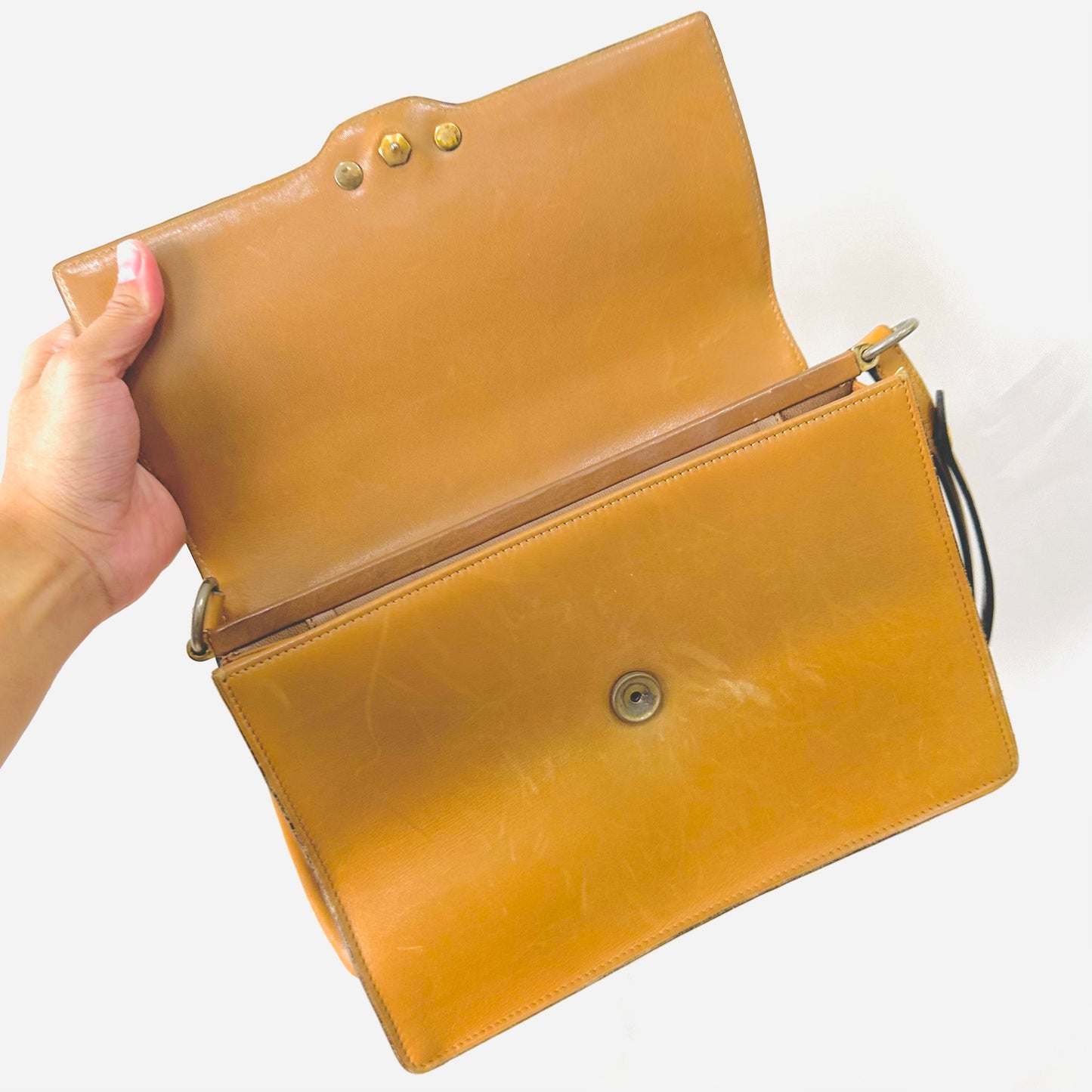 Christian Dior Caramel Brown GHW Monogram CD Logo Smooth Leather 2-Way Vintage Flap Shoulder Sling Bag