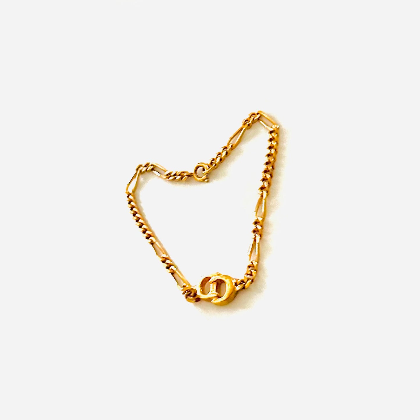 Christian Dior CD Gold Chunky Classic Chain Links Giant Monogram Logo Bracelet