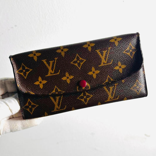 Louis Vuitton LV Emilie Monogram Logo / Fuchsia Pink GHW Long Flap Wallet