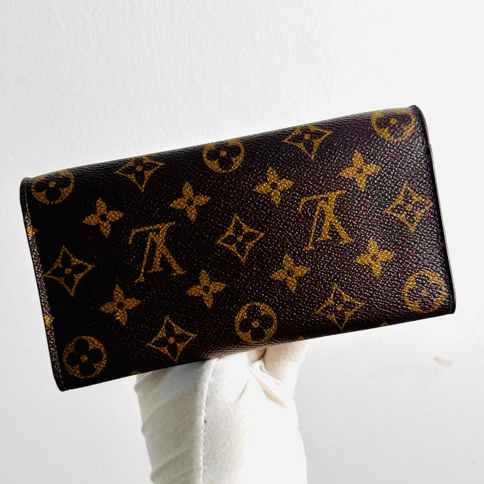 Louis Vuitton LV Emilie Monogram Logo / Fuchsia Pink GHW Long Flap Wallet
