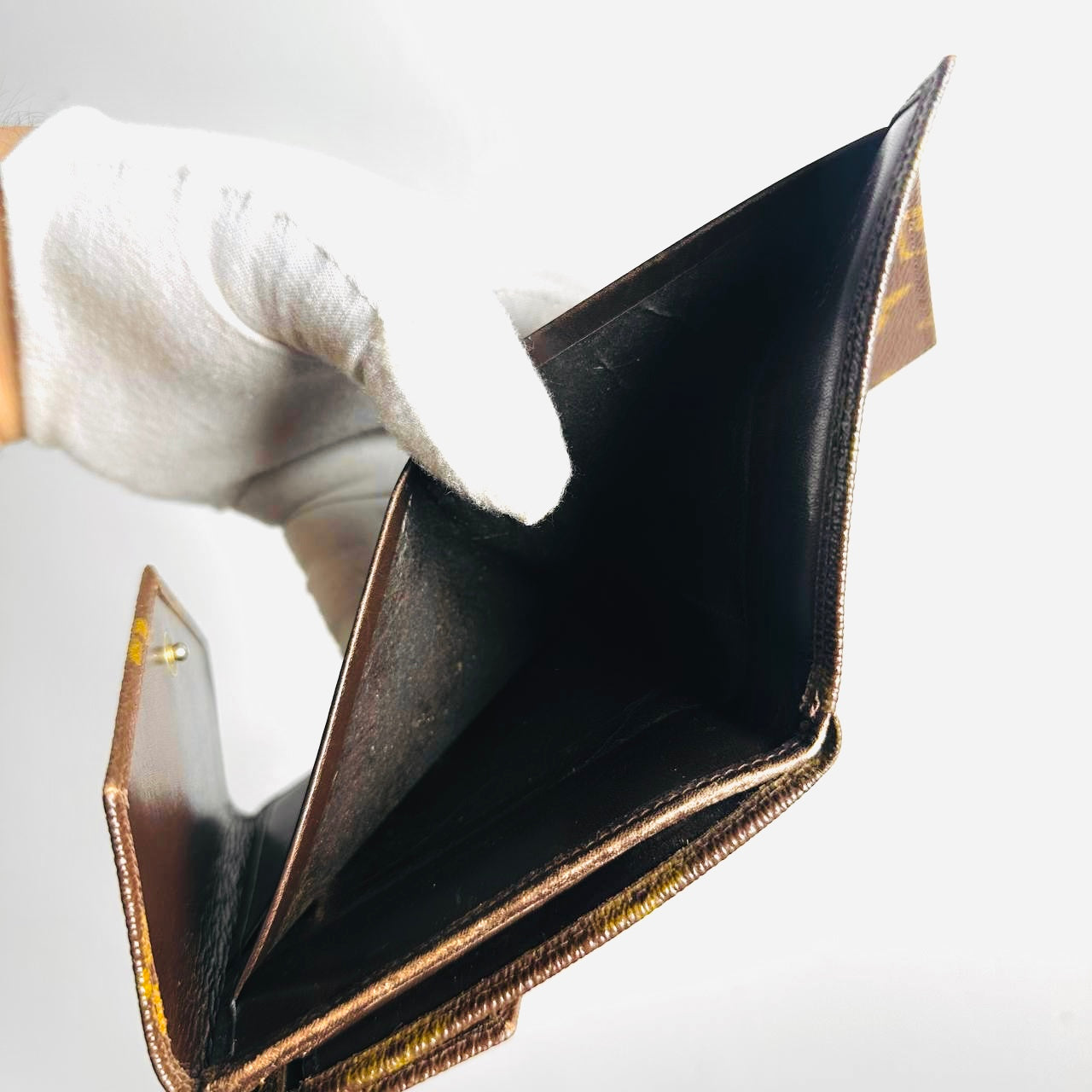 Louis Vuitton LV Monogram Logo Double Sided Face Flap Compact Trifold Wallet