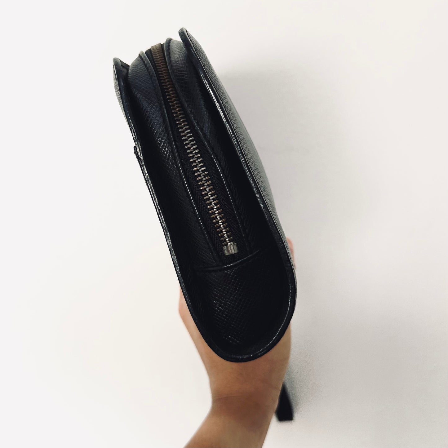 Louis Vuitton LV Orsay Black Monogram Logo Epi Leather Wrislet Toiletry Pouch Clutch Case